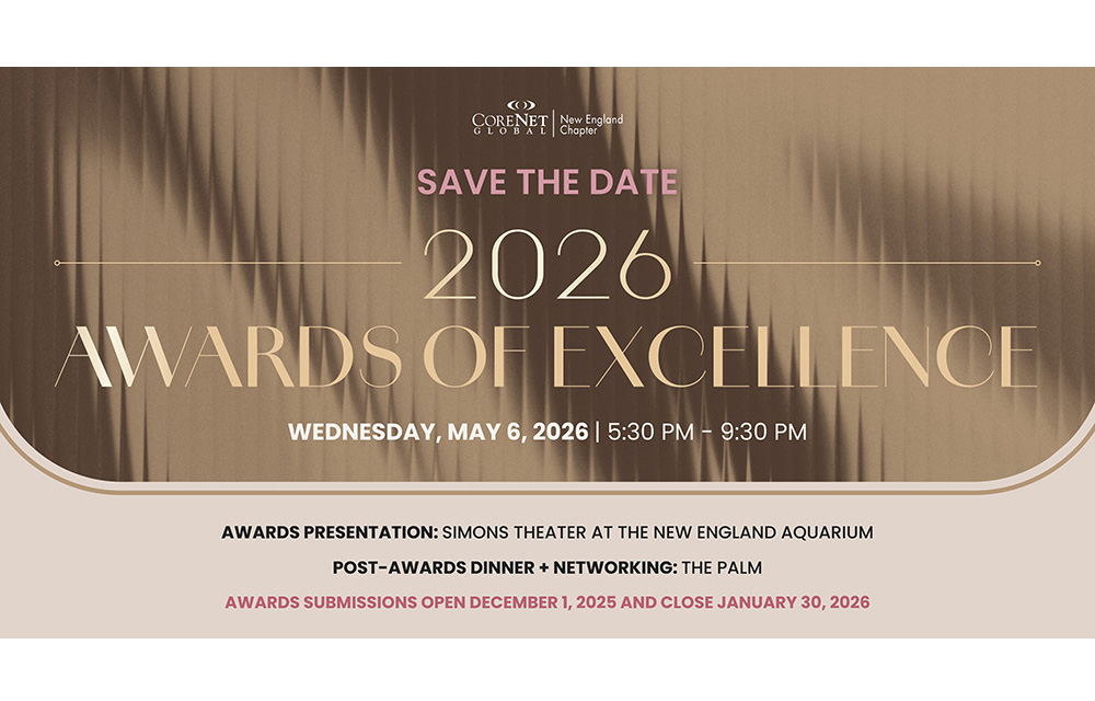 CoreNet Global – New England Chapter opens 2026 Awards of Excellence call for nominations